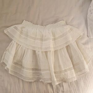 White Loveshackfancy ruffle mini skirt